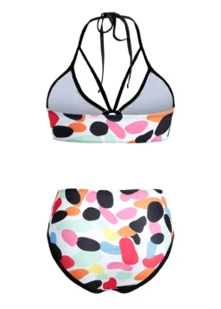 Rainbow Color Polka Dot High Waist Bikini Set -Elegance Swimwear Store 1697777554908976417