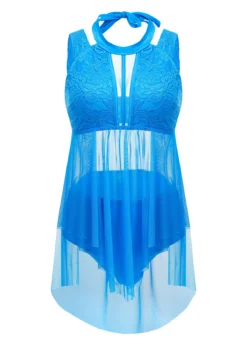 Lace Mid Waisted Sky Blue Swimdress And Panty -Elegance Swimwear Store 1697777899251913518