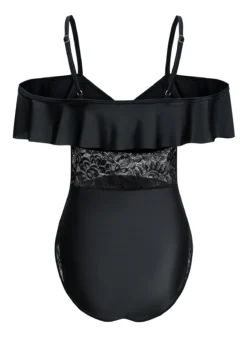 Lace Black Spaghetti Strap One Piece Swimwear -Elegance Swimwear Store 1697793752708783513