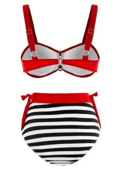 High Waisted Stripe Print Color Block Bikini Set 7 High Waisted Stripe Print Color Block Bikini Set -Elegance Swimwear Store 1697856066130389274