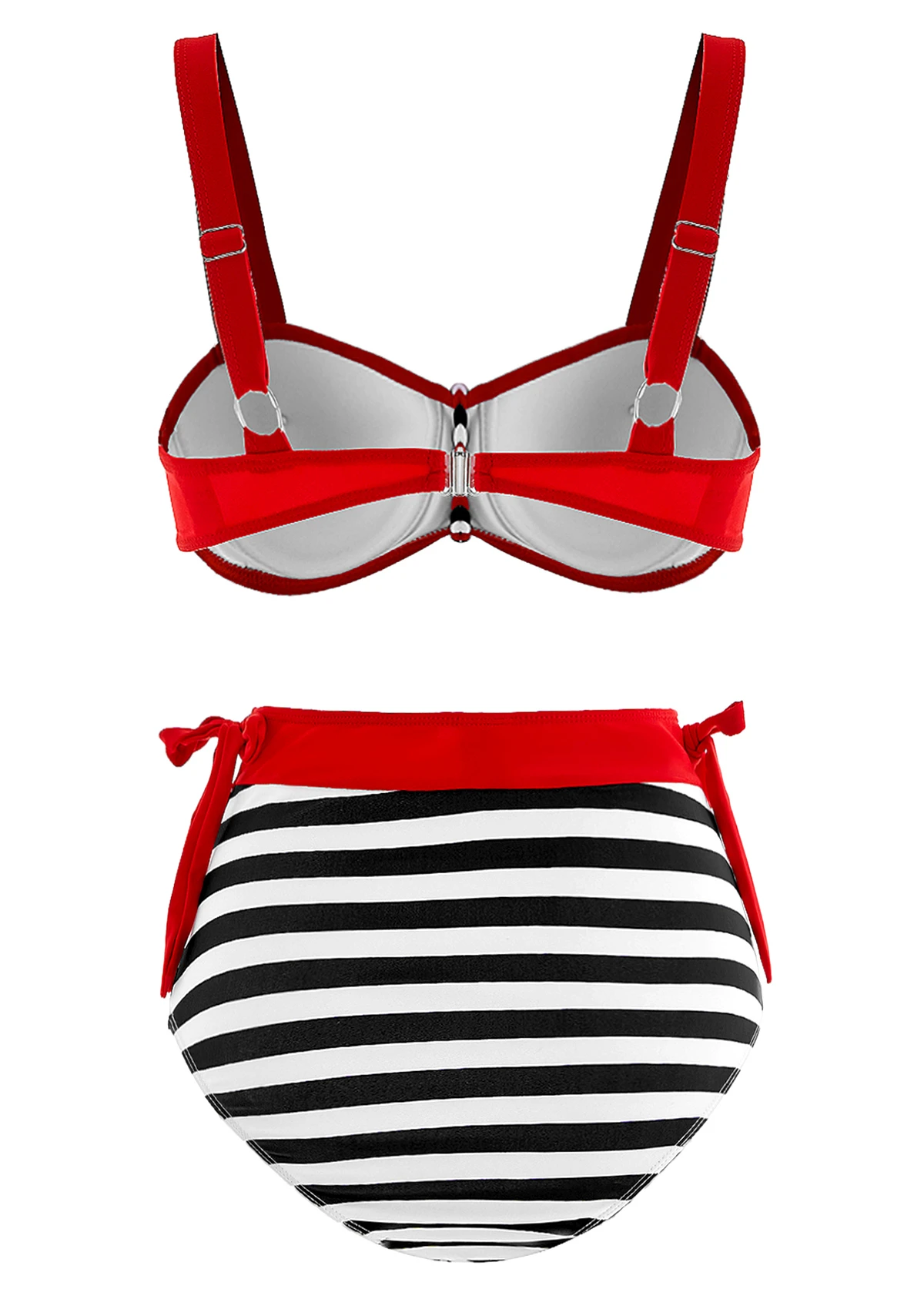 High Waisted Stripe Print Color Block Bikini Set 4 High Waisted Stripe Print Color Block Bikini Set - Image 4