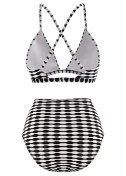 Three-piece High Waisted Geometric Print Black Bikini Set 7 Three-piece High Waisted Geometric Print Black Bikini Set -Elegance Swimwear Store 1697858561200538197