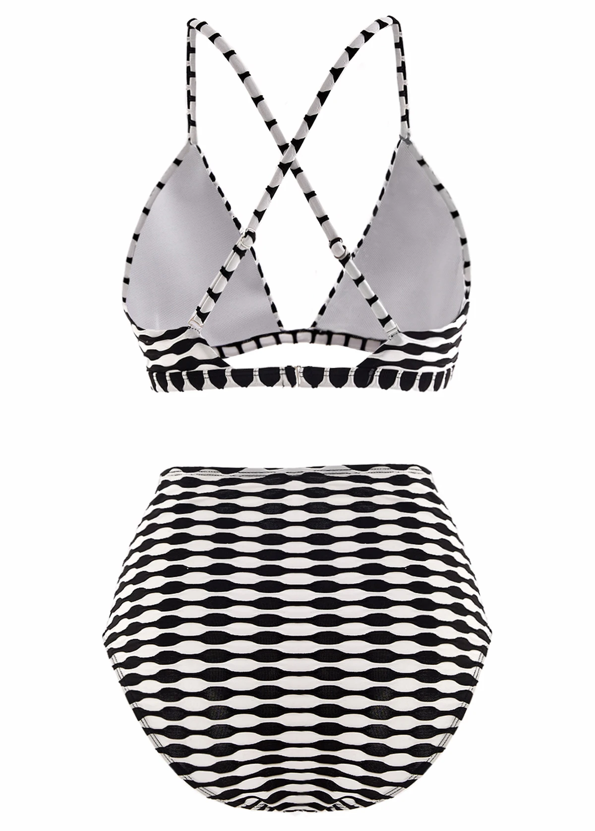 Three-piece High Waisted Geometric Print Black Bikini Set 4 Three-piece High Waisted Geometric Print Black Bikini Set - Image 4