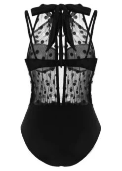 Polka Dot Black Mesh Stitching One Piece Swimwear 7 Polka Dot Black Mesh Stitching One Piece Swimwear -Elegance Swimwear Store 1697870070585668319