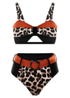 Leopard High Waist Wide Strap Bikini Set 6 Leopard High Waist Wide Strap Bikini Set -Elegance Swimwear Store 1698030031167445449