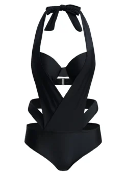 Halter Cutout Detail One Piece Swimwear -Elegance Swimwear Store 1698030915818951803