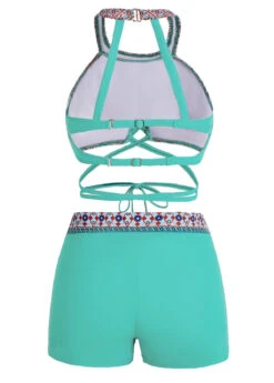 Tribal Print Cutout Back Tie Front Bikini Set -Elegance Swimwear Store 1698038405881118206