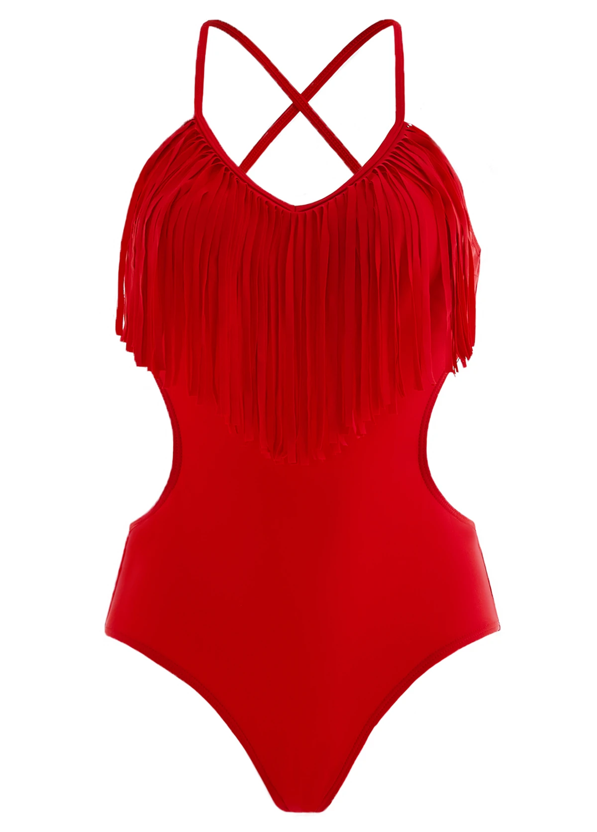 Red Tassel Spaghetti Strap One Piece Swimwear 3 Red Tassel Spaghetti Strap One Piece Swimwear - Image 3