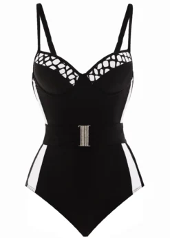 Contrast Spaghetti Strap Belted One Piece Swimwear 6 Contrast Spaghetti Strap Belted One Piece Swimwear -Elegance Swimwear Store 1698049359843293555