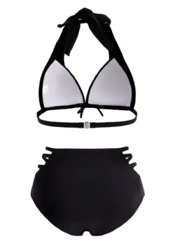Halter High Waisted Bowknot Pierced Bikini Set -Elegance Swimwear Store 1698050352268540444