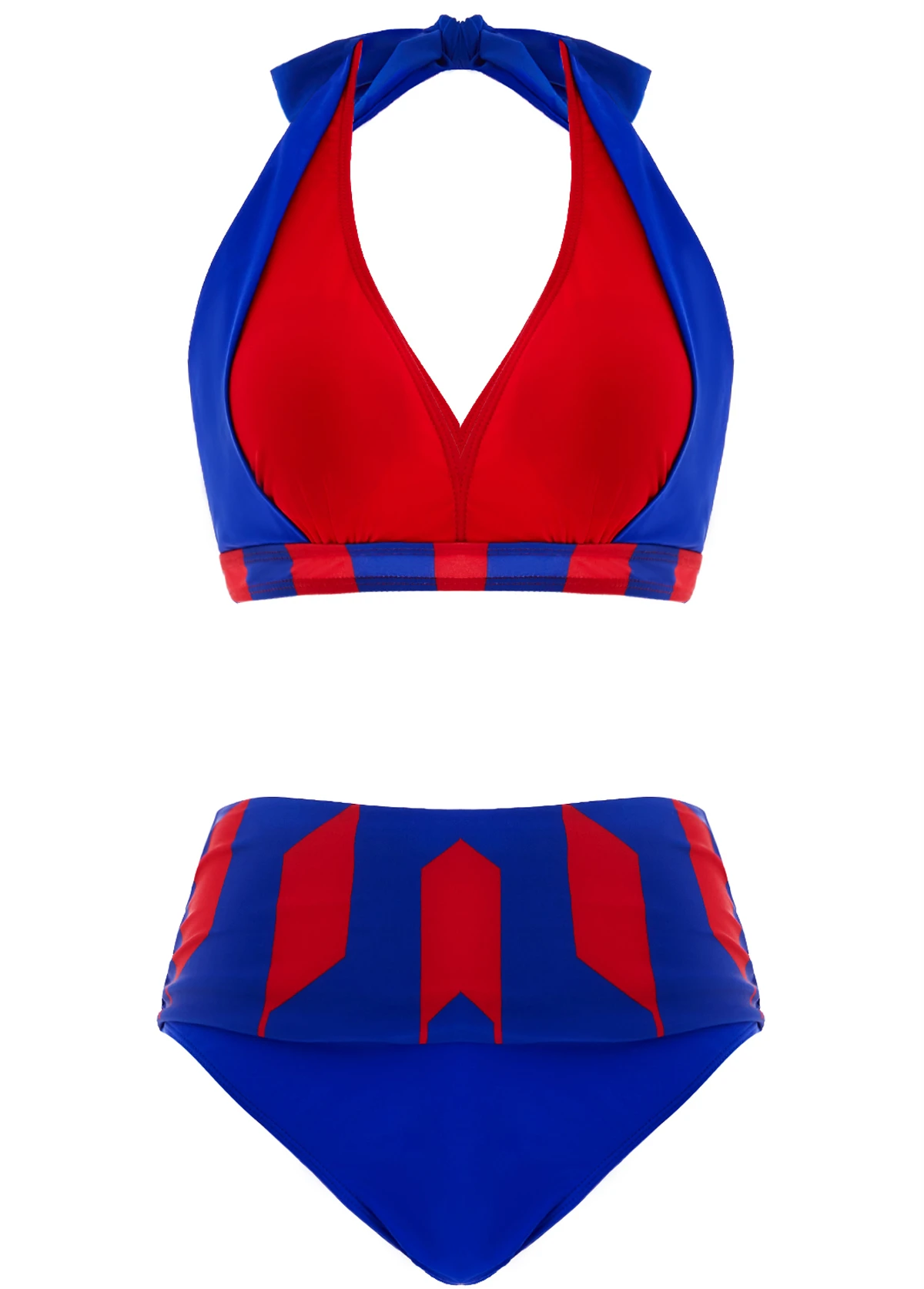 Royal Blue High Waisted Geometric Print Bikini Set 3 Royal Blue High Waisted Geometric Print Bikini Set - Image 3
