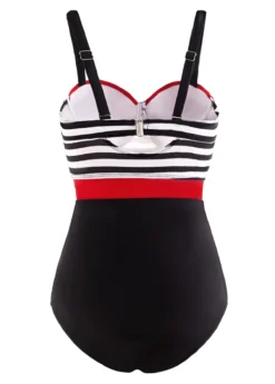 Striped Spaghetti Strap One Piece Swimwear -Elegance Swimwear Store 1698052018604300501