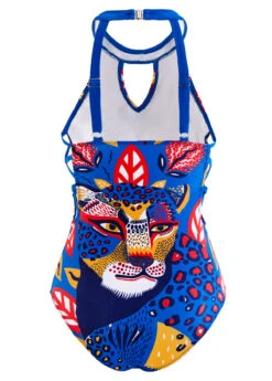 Animal Prints Lace Up One Piece Swimwear -Elegance Swimwear Store 1698052400835515526