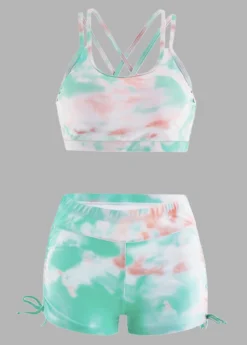Tie Dye Drawstring Side High Waisted Bikini Set 6 Tie Dye Drawstring Side High Waisted Bikini Set -Elegance Swimwear Store 1698113176974090161