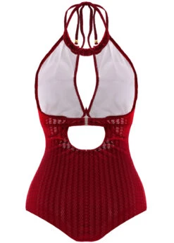 Criss Cross Wine Red Cutout One Piece Swimwear -Elegance Swimwear Store 1698149558680715916