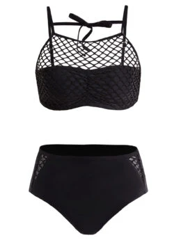 Pierced Tie Back Mid Waist Bikini Set -Elegance Swimwear Store 1698231674814984212