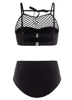 Pierced Tie Back Mid Waist Bikini Set -Elegance Swimwear Store 1698231786567742349