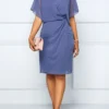 Dusty Blue Short Sleeve V Neck Dress