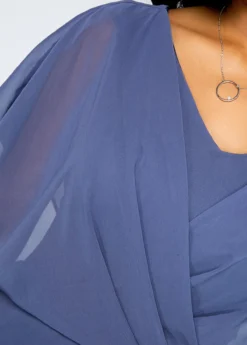 Dusty Blue Short Sleeve V Neck Dress -Elegance Swimwear Store 214829 P 15459626698854