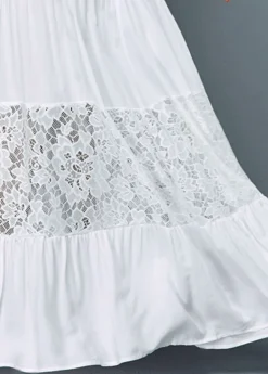 Button Detail Lace Patchwork Ruffle Hem Dress -Elegance Swimwear Store 220821 P 16486039307886