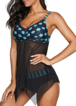 Asymmetric Hem Spaghetti Strap Swimdress And Panty -Elegance Swimwear Store 225603 P 16285061150483