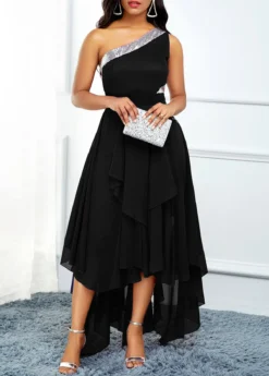 High Waist Asymmetric Hem One Shoulder Dress 8 High Waist Asymmetric Hem One Shoulder Dress -Elegance Swimwear Store 231833 P 15708483642713