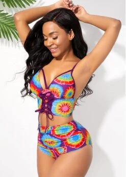Multi Color High Waisted Printed Bikini Set 7 Multi Color High Waisted Printed Bikini Set -Elegance Swimwear Store 235080 P 15864138240612