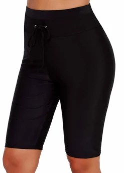 High Waist Drawstring Detail Black Swim Shorts 7 High Waist Drawstring Detail Black Swim Shorts -Elegance Swimwear Store 237872 P 1645420003351
