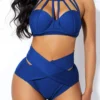 Cage Neck High Waist Clipback Bikini Set