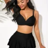 Spaghetti Strap Ruffle Hem High Waisted Bikini Set