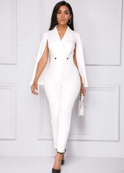 Cape Sleeve V Neck White Jumpsuit 8 Cape Sleeve V Neck White Jumpsuit -Elegance Swimwear Store 246102 P 16011877556513