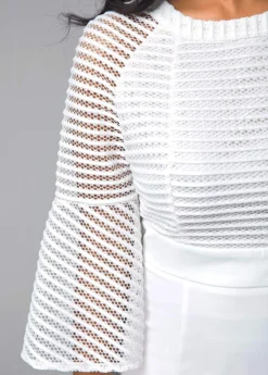 Mesh Panel Flare Sleeve Round Neck Mermaid Dress 11 Mesh Panel Flare Sleeve Round Neck Mermaid Dress -Elegance Swimwear Store 250282 P 15983402643845