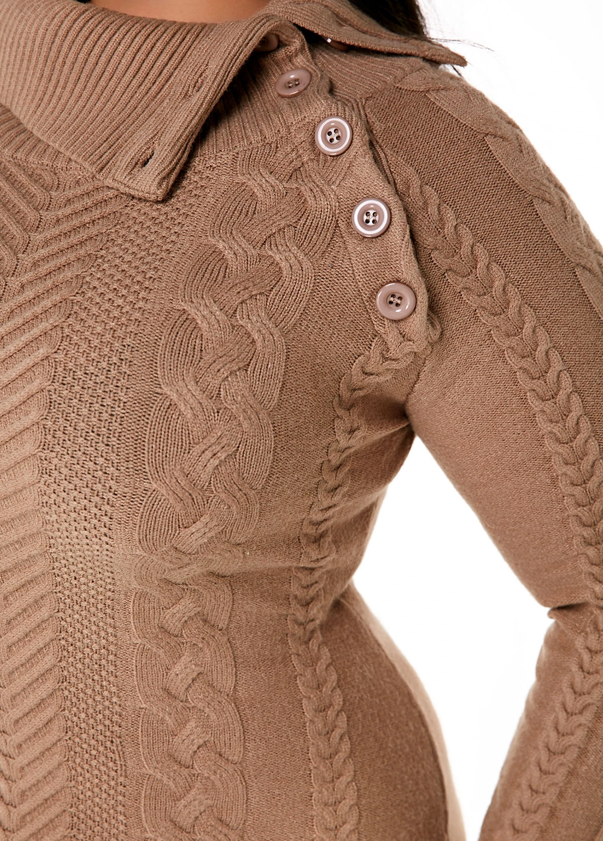 Plus Size Cable Knit Flap Collar Dress 5 Plus Size Cable Knit Flap Collar Dress - Image 5