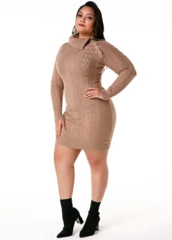 Plus Size Cable Knit Flap Collar Dress 7 Plus Size Cable Knit Flap Collar Dress -Elegance Swimwear Store 254748 P 16035218845132
