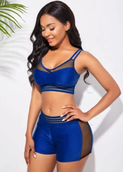 Mesh Stitching Double Strap Bikini Set -Elegance Swimwear Store 254901 P 16053322783132