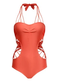 Tie Back Cutout Detail One Piece Swimwear