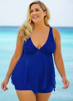 Plus Size Lace Stitching Swimdress And Shorts -Elegance Swimwear Store 258892 P 16182765871853