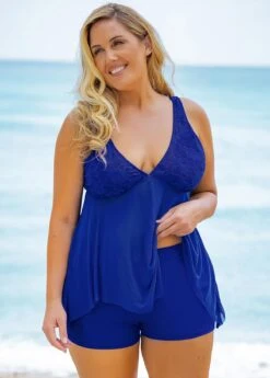 Plus Size Lace Stitching Swimdress And Shorts -Elegance Swimwear Store 258892 P 16182765873914