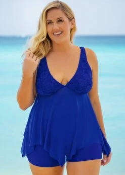 Plus Size Lace Stitching Swimdress And Shorts -Elegance Swimwear Store 258892 P 16182765878660