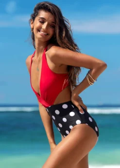 Polka Dot Halter One Piece Swimwear 7 Polka Dot Halter One Piece Swimwear -Elegance Swimwear Store 258902 P 1616724875159