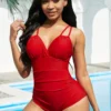 Tie Back Ruched One Piece Swimwear