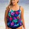 Plus Size Floral Print Spaghetti Strap Tankini Set