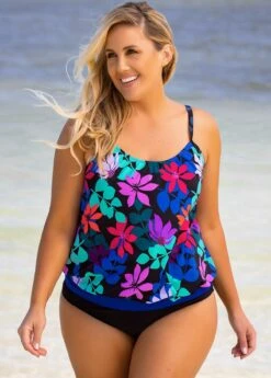 Plus Size Floral Print Spaghetti Strap Tankini Set -Elegance Swimwear Store 259863 P 16182765536422