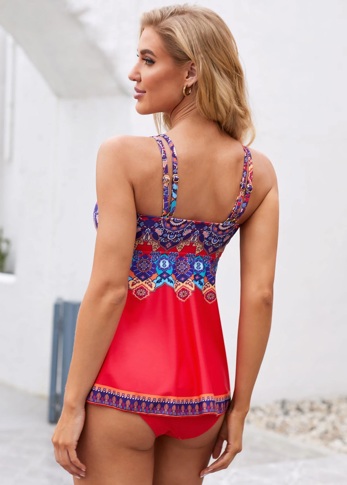 Tribal Print Double Spaghetti Strap Tankini Set 2 Tribal Print Double Spaghetti Strap Tankini Set - Image 2