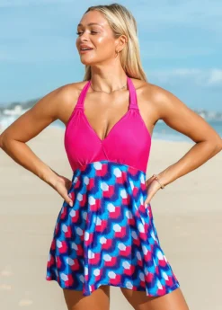 Geometric Print Halter Swimdress And Shorts -Elegance Swimwear Store 260981 P 16128772700273