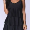 Black Layered Ruffle Hem Swimdress And Panty