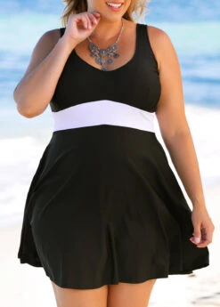 Plus Size Contrast Swimdress And Panty -Elegance Swimwear Store 261960 P 16087772879292