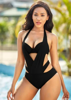 Halter Cutout Detail One Piece Swimwear -Elegance Swimwear Store 262194 P 16141283696884