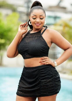 Plus Size Lace Stitching High Waisted Bikini Set -Elegance Swimwear Store 262257 P 16169830402914