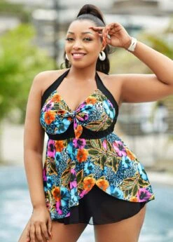 Plus Size Asymmetric Hem Swimdress And Panty -Elegance Swimwear Store 262677 P 16168333689623